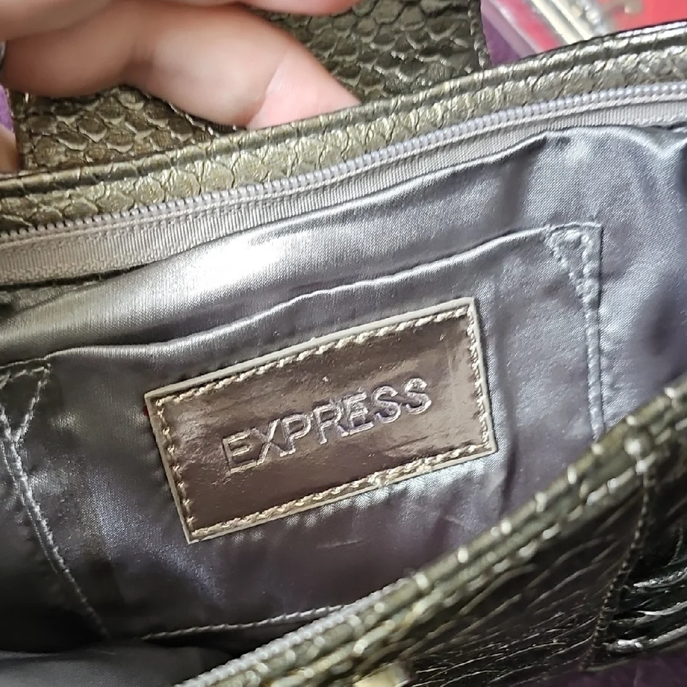Express 2010's Like NEW - Metallic Snakeskin Clutch with Magnetic Closure - Picture 2 of 7